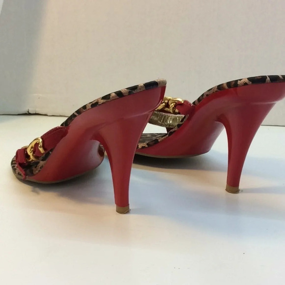Delicious Red, Gold& Leopard Sandals with Red Sole - Picture 10 of 16